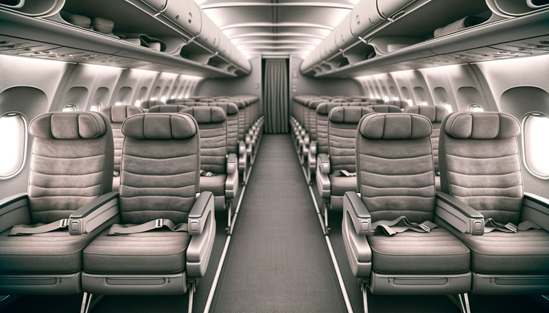 Greige Airplane Cabin Seats Design BLAH Airlines Boring